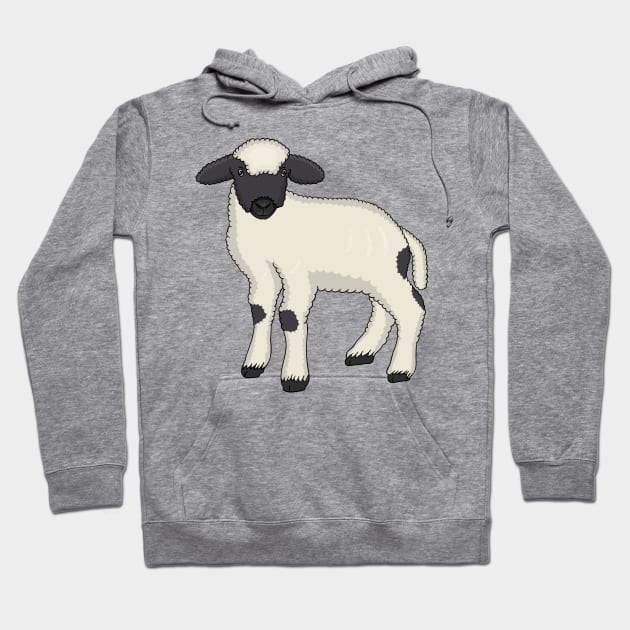 Valais Blacknose sheep cartoon illustration Hoodie by Cartoons of fun